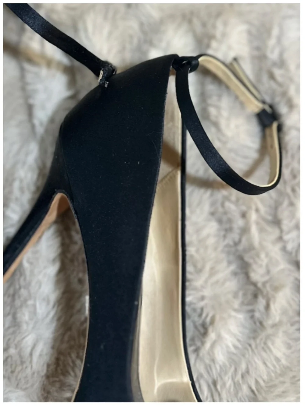 Badgley Mischka Black Satin Crystal Peep Toe Heels ~ Size 6.5 ~ Item #SH334
